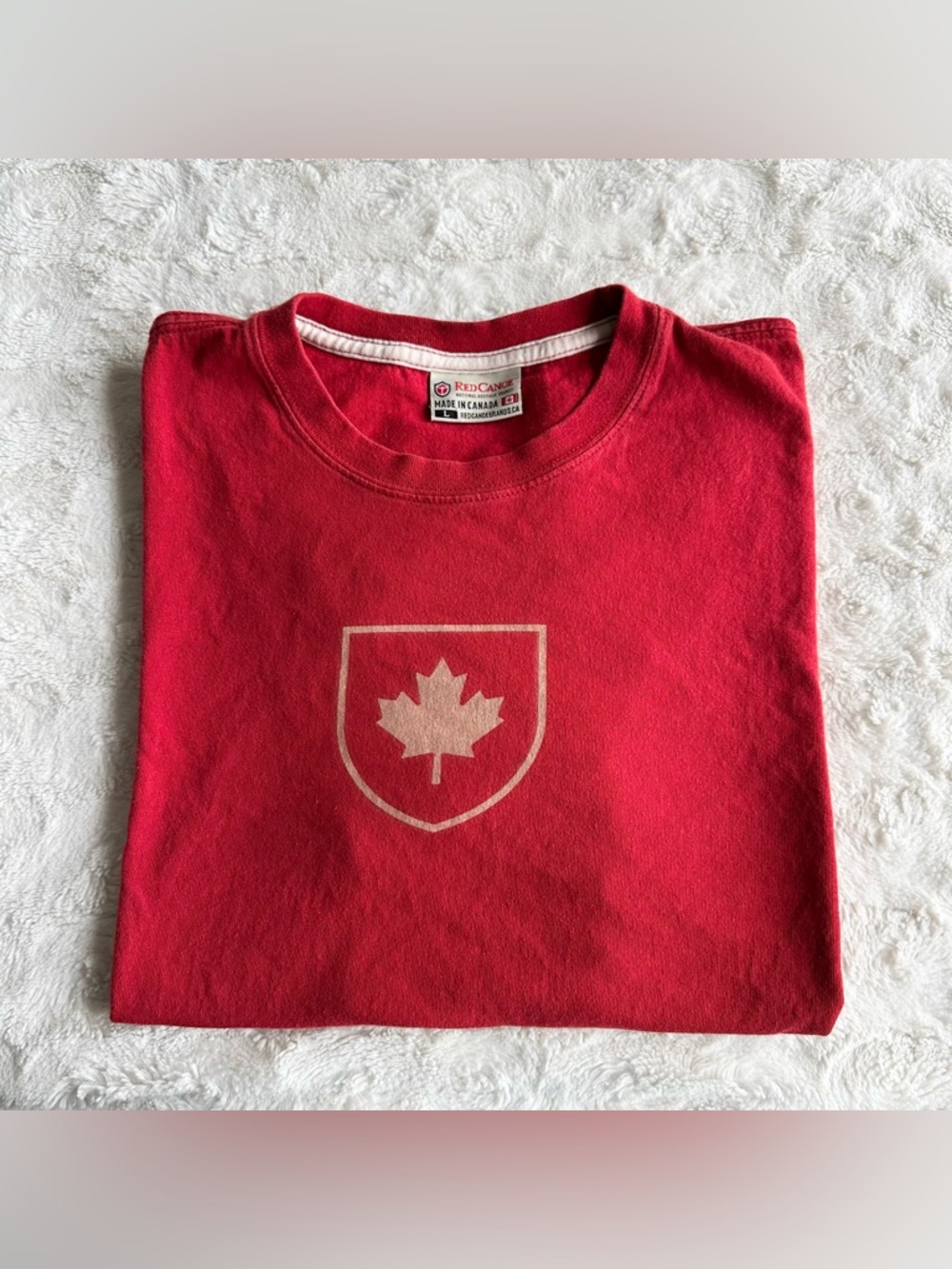 Red Canoe Canada Shirt Tee Mens Large Maple Leaf Canadian Cotton Classic Logo SS